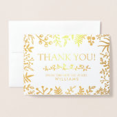 Elegante botanische bladfoto trouwkaart bedanken folie kaarten (Voorkant met envelop)