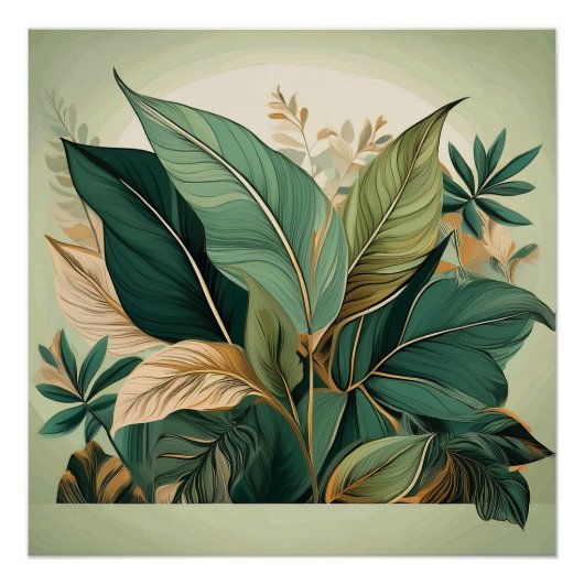 Elegante botanische bladkunst print perfect poster (Voorkant)