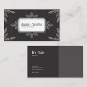 Elegante botanische bladlijnkunst zwart visitekaartje (Voorkant / Achterkant)