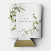 Elegante botanische bladrijke waterverf bruiloft blikjeskoeler (Voorkant)