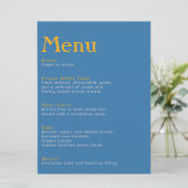 Elegante Botanische blauwe en gele groene bruiloft Menu (Staand voorkant)