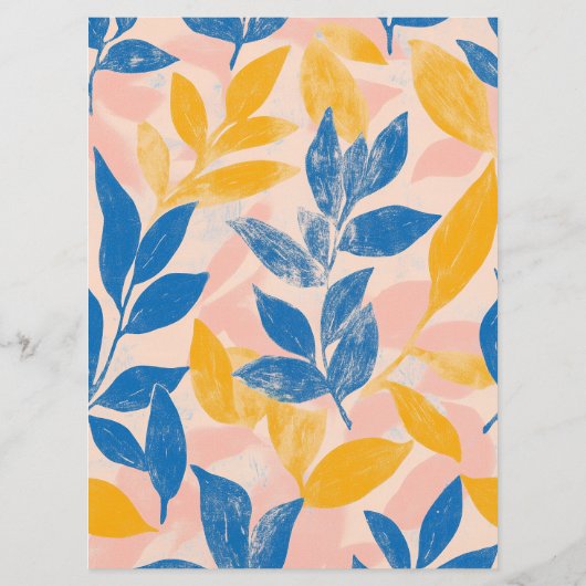 Elegante Botanische blauwe en gele groene bruiloft Menu (Achterkant)