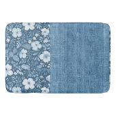 Elegante Botanische Blauwe Faux Denim look Badmat (Voorkant)