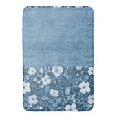 Elegante Botanische Blauwe Faux Denim look Badmat (Voorkant Verticaal)
