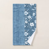 Elegante Botanische Blauwe Faux Denim look handdoe Bad Handdoek (Handdoek)