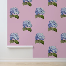 Elegante  Botanische Blauwe Hydrangea Bloem Behang