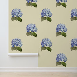 Elegante  Botanische Blauwe Hydrangea Bloem Behang