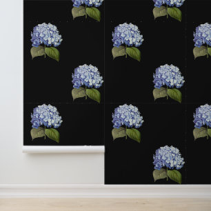 Elegante  Botanische Blauwe Hydrangea Bloem Behang