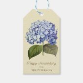 Elegante  Botanische Blauwe Hydrangea Bloem Cadeaulabel (Voorkant)