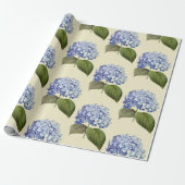 Elegante  Botanische Blauwe Hydrangea Bloem Cadeaupapier (Uitgerold)