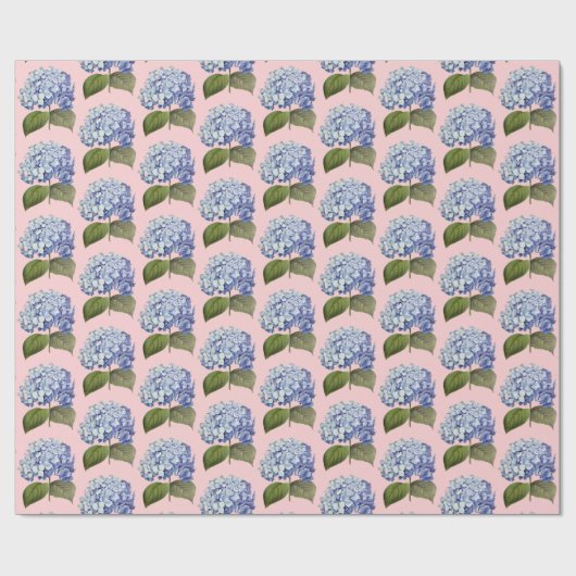 Elegante Botanische Blauwe Hydrangea Bloem Cadeaupapier (Vlak)