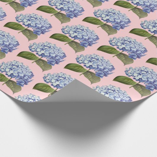 Elegante  Botanische Blauwe Hydrangea Bloem Cadeaupapier (Hoek)