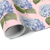 Elegante  Botanische Blauwe Hydrangea Bloem Cadeaupapier (Rol Hoek)