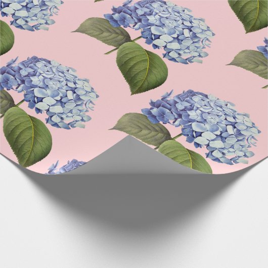 Elegante  Botanische Blauwe Hydrangea Bloem Cadeaupapier (Hoek)