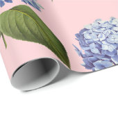 Elegante  Botanische Blauwe Hydrangea Bloem Cadeaupapier (Rol Hoek)