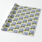 Elegante Botanische Blauwe Hydrangea Bloem Cadeaupapier (Uitgerold)