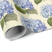 Elegante Botanische Blauwe Hydrangea Bloem Cadeaupapier (Rol Hoek)
