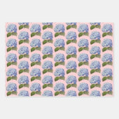 Elegante Botanische Blauwe Hydrangea Bloem Inpakpapier Vel (Voorkant 3)