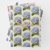 Elegante Botanische Blauwe Hydrangea Bloem Inpakpapier Vel (In situ)