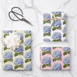 Elegante  Botanische Blauwe Hydrangea Bloem Inpakpapier Vel