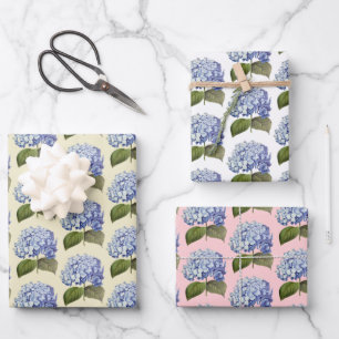 Elegante  Botanische Blauwe Hydrangea Bloem Inpakpapier Vel