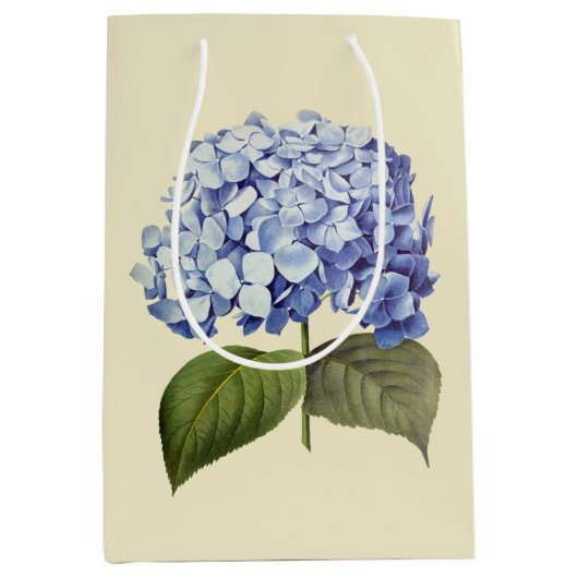 Elegante  Botanische Blauwe Hydrangea Bloem Medium Cadeauzakje (Voorkant)