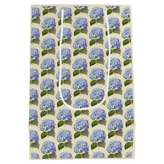 Elegante  Botanische Blauwe Hydrangea Bloem Medium Cadeauzakje (Achterkant)