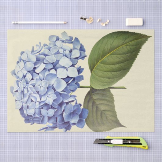 Elegante Botanische Blauwe Hydrangea Bloem Tissuepapier (Craft)