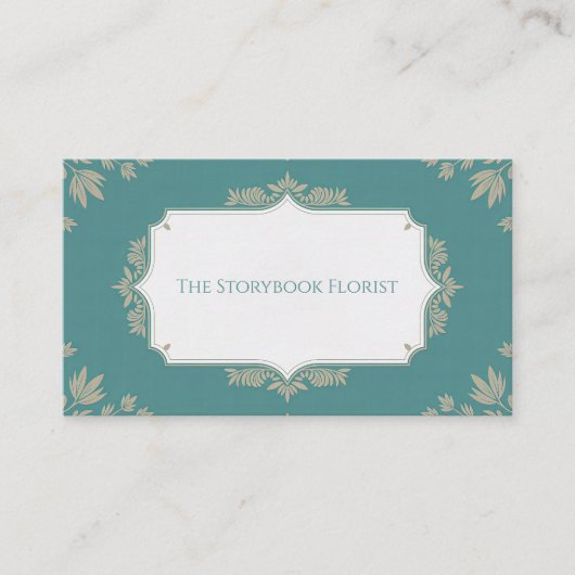 Elegante  botanische Blauwgroen en beige Visitekaartje (Voorkant)
