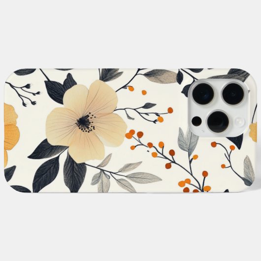 Elegante Botanische Bloem & Blad iPhone Case 2 (Achterkant (horizontaal))