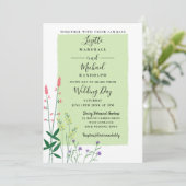 Elegante botanische bloem groen moderne bruiloft kaart (Staand voorkant)