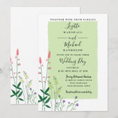 Elegante botanische bloem groen moderne bruiloft kaart (Voorkant / Achterkant)