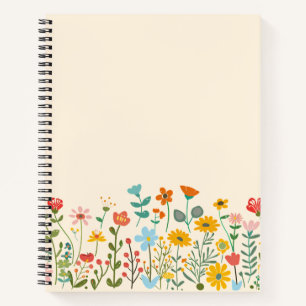 Elegante Botanische Bloem Ontwerp Notitieboek (