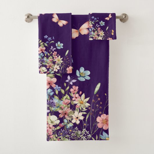 Elegante Botanische Bloemen Bad Handdoek (Insitu)