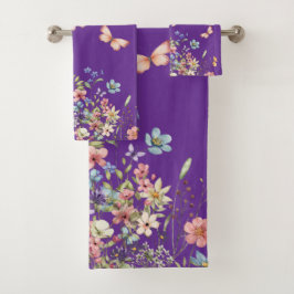 Elegante Botanische Bloemen Bad Handdoek