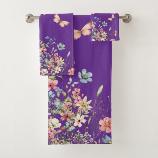 Elegante Botanische Bloemen Bad Handdoek (Insitu)