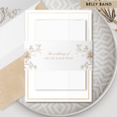 Elegante Botanische Bloemen Beige Cream Wedding Uitnodigingen Wikkel