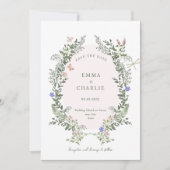 Elegante Botanische Bloemen bruiloft Bewaar de dat Kaart (Voorkant)