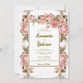 Elegante botanische bloemen bruiloft uitnodiging (Voorkant)