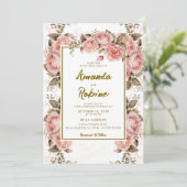 Elegante botanische bloemen bruiloft uitnodiging (Staand voorkant)