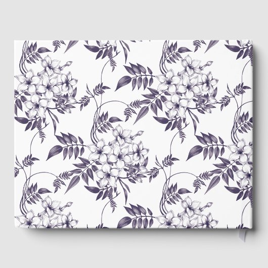 Elegante Botanische Bloemen Foto Bruiloft Gastenboek (Achterkant)