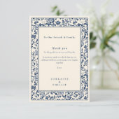 Elegante Botanische Bloemen Huwelijk Dank u kaart (Staand voorkant)