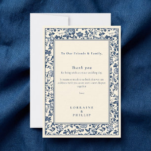 Elegante Botanische Bloemen Huwelijk Dank u kaart