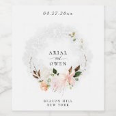 Elegante Botanische Bloemen Kant Lijst Bruiloft Wijn Etiket (Enkel label)