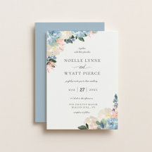 Elegante Botanische Bloemen Lichtblauwe Bruiloft