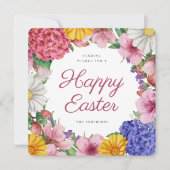 Elegante Botanische Bloemen Pasen Platte Vakantie  Feestdagenkaart (Voorkant)