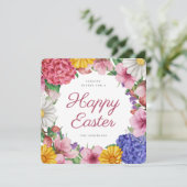 Elegante Botanische Bloemen Pasen Platte Vakantie  Feestdagenkaart (Staand voorkant)