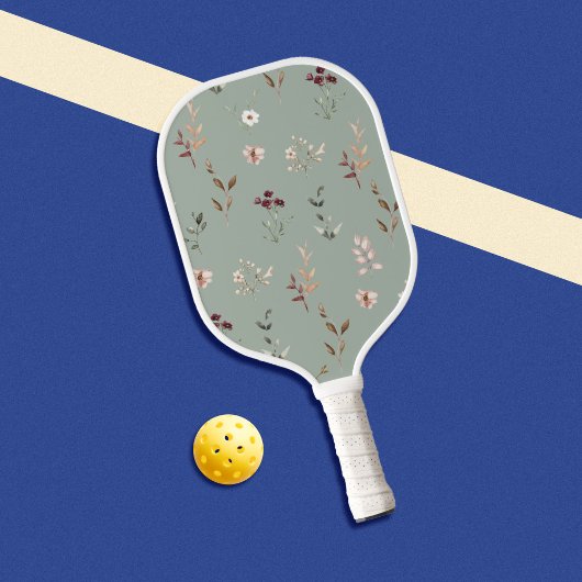 Elegante Botanische Bloemen Salie Groen Pickleball Paddle
