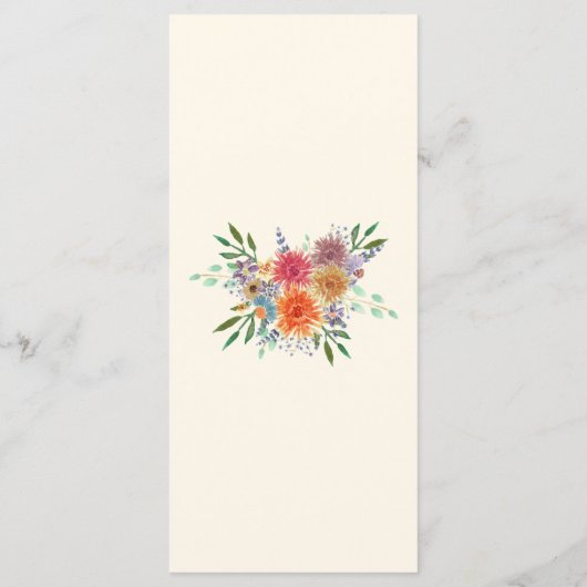 Elegante Botanische Bloemen Waterverf Bloemen Huwe Menu (Achterkant)