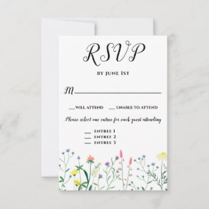 Elegante Botanische Bloemen Wedding Event 3 Keuzes RSVP Kaartje